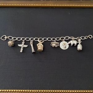 Sterling silver travel 925 bracelet with charms
